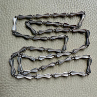 Unique! Chunky Long Sterling Silver Vintage Bow Link Necklace - 35 inch length