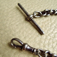 1863 Antique UK Sterling Silver Curb Link Watch Chain – 15.2 Inch Length