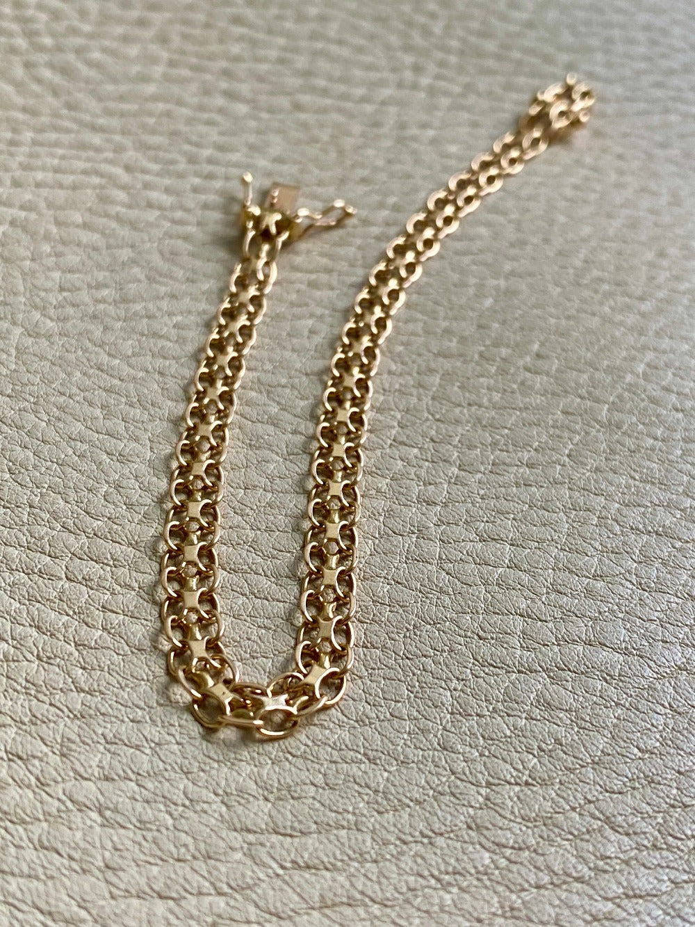 1970 Vintage 18k gold slim x-link bracelet - 7.5 inch length