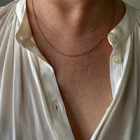 Antique Cable Link Necklace with Barrel Clasp - Solid 18k gold - 18.3 inch length
