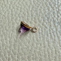 18k gold transparent purple amethyst stone puffy droplet pendant or charm