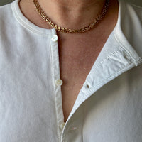 Italian Midcentury era Vintage Flat Oval link long chain in 18k gold - 32.3 inch length