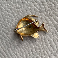 18k Gold Tropical Fish Brooch with Enamel Detail and Ruby Eye