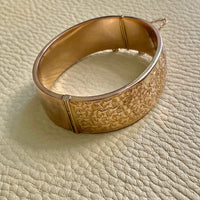 Antique floral engraved wide hinged 9k bangle - Birmingham, England