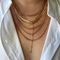 1943 Vintage Geometric 18k Gold Rod Link Necklace - up to 21 inch length