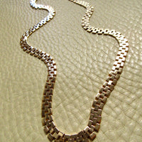 SILKY! Midcentury Italian Brick Link Necklace 18k Gold – 18.5 Inch Length