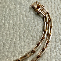 1977 Double Biker Chain Bracelet with Elongated Links - Vintage 18k Gold - 7.4 inch length