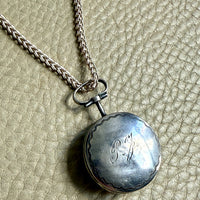 Antique Swedish Silver Round Locket / Pill Container Pendant – 1.6 Inch