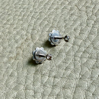 Vintage Italian 18k white gold diamond stud earrings with screwbacks
