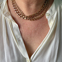 Swedish Vintage 18k Gold Necklace - Graduated Double Link Chain Necklace - 17.1 inch length