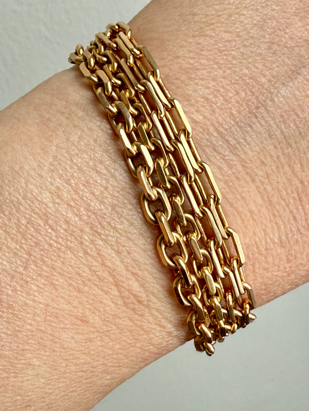 1953 Swedish Vintage 18k Gold Biker Link Bracelet 3.6mm width - 7.3 inch length