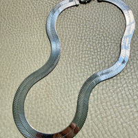 Italian Sterling Silver Herringbone Chain Necklace – 18.5 Inch Length