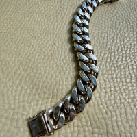 CHONK! 1976 SOLID Weighty 160 gram! Silver Curb Link Bracelet - 6.75 inch interior circumference