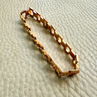 1960s Vintage Italian Dimensional Link Bracelet 18k Gold – 7.25 Inch Length