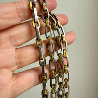 UNIQUE Chunky Sterling Silver with Alternating Gilt Links - Taxco Link Necklace - 24 inch length