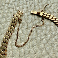 Midcentury era 18k Gold Pressed Curb Bracelet with Safety Chain – 7.5 inch length