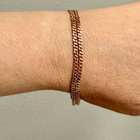 Midcentury era 18k gold Curb Link - Double strand bracelet - 7.6 inch length