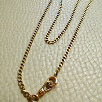 Vintage 14k Gold Faceted Curb Link Watch Chain Necklace – 19.3 Inch Length