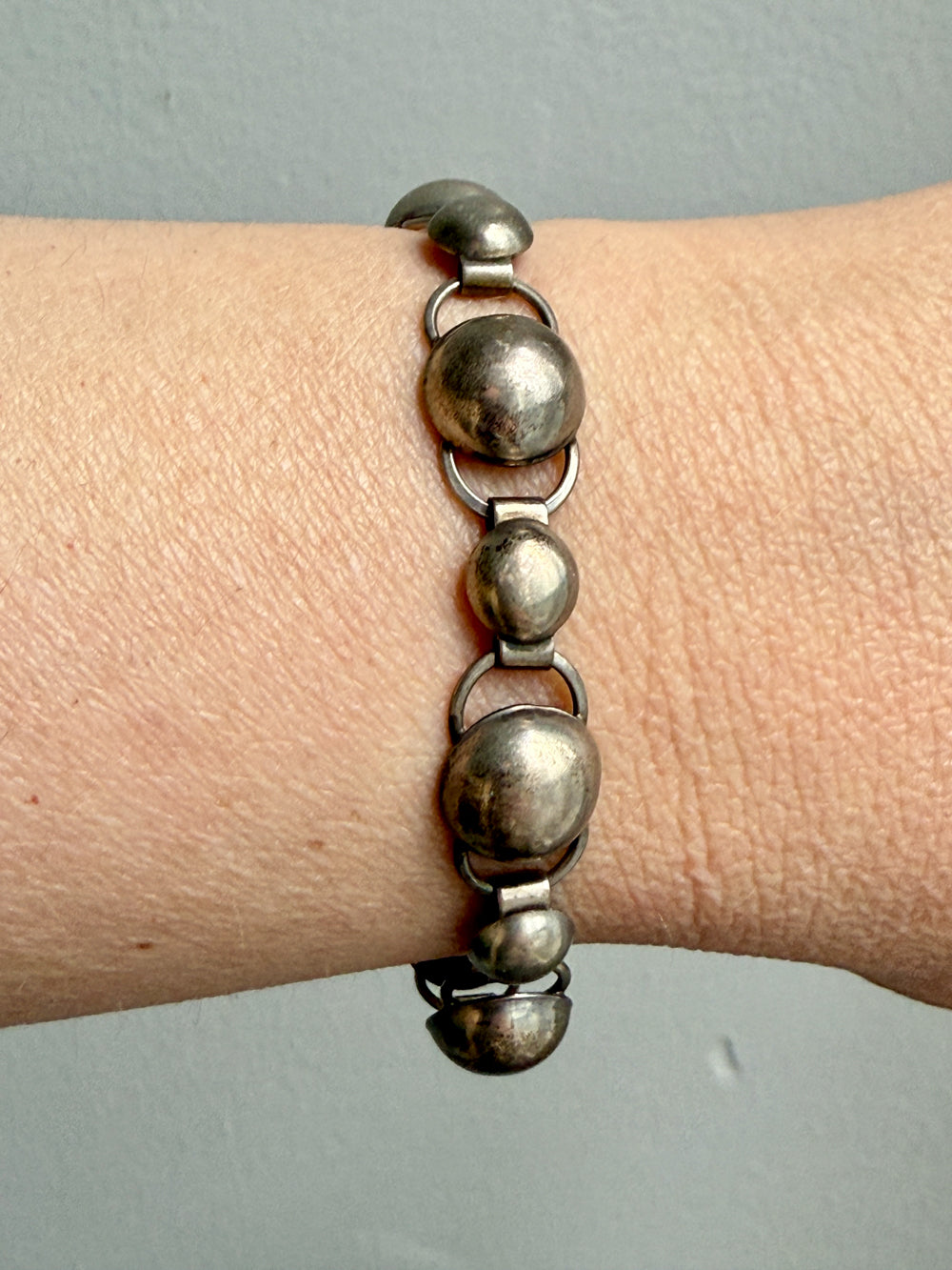 1960 Silver Bubble Link Bracelet by Pinco Forening - 7.3 inch length