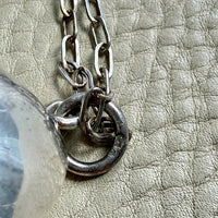Vintage Silver Long Necklace with Orb Pendant - 25.6 inch length