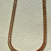 Vintage Swedish Wide Herringbone Link Necklace 18k Gold – 20 Inch Length