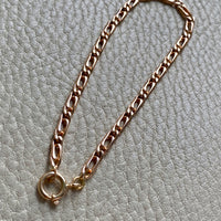 Portuguese Vintage 19.2 Karat Rose Gold Unique Oblong Curb Link Bracelet - 8 inch length