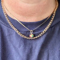 Midcentury Italian 18k Gold Square Box Charm or Pendant with Cabochon Side Accents