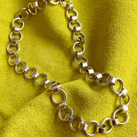 Vintage Sterling Silver oversized Circle Link Chain Necklace - Adjustable length up to 20 inches