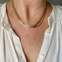 Mid-century era Scandinavian pressed curb link necklace in 18k gold - 16.75 inch length