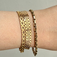 Slinky 18k Gold Vintage Midcentury Brick Link Bracelet - 7.3 inch length