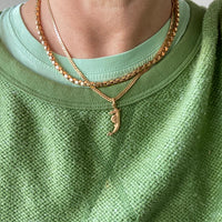 Mid-century era Scandinavian pressed curb link necklace in 18k gold - 16.75 inch length
