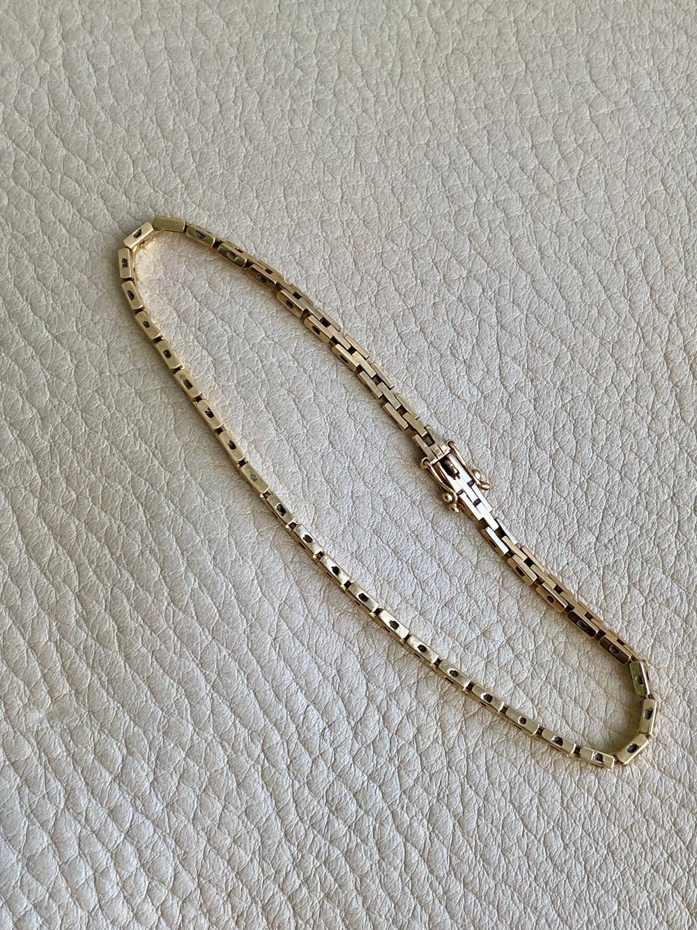 Danish vintage 14k slim brick link bracelet