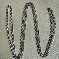 Antique Substantial Silver Oval Cable link Chain Necklace- 59 inch length