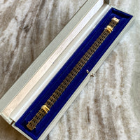 Vintage Scandinavian V Link Bracelet in 14k Gold Signed SV Glymerrs - 7.4 inch length