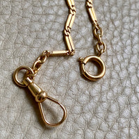 18k Gold Bar-Link Watch Chain Necklace with Dog Clip - 16.4 inch length