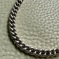 Midcentury Vintage Silver Chubby Curb Necklace - hollow links - 16.4 inch length