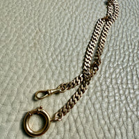 Antique 18k Gold Curb Link Watch Chain Necklace Extender with Large Bolt Clasp - 11 inch length