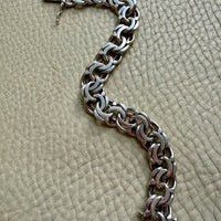 Heavy Swedish Double Link Curb Silver Bracelet by Victor Janson – 7.5 inch length