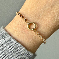 Vintage 14k Gold Rolo Chain Bracelet with Push Clasp – 6.7 Inch Length