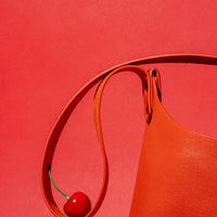 Wedge handbag - French lamb leather in Cherry red - Luxury edition *05