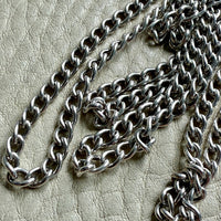 Sterling Silver Longuard Curb Link Chain with Swivel Dog Clip - 31 inch doubled necklace length adjustable
