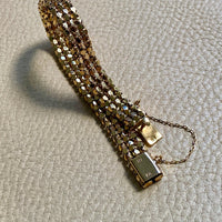 Honeycomb link triple strand bracelet - 18k gold - 7 inch length
