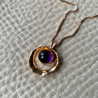 vintage swedish 18k gold pendant necklace with purple amethyst cabochon