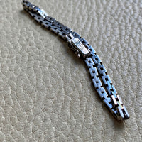 1950s 18k White Gold Vintage Slim Brick Link Bracelet - 7 inch length