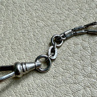 Early 1900s Antique PLATINUM Link Longuard Chain Necklace with Dog Clip - 31-62 inch length
