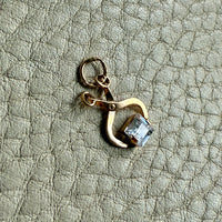 18k gold vintage charm or pendant - Ice Tongs with Crystal