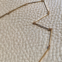 Dainty gold bar link necklace - 18k gold - 20.4 inch length - Swedish vintage 1954