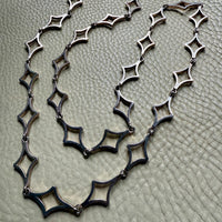 PUIG DORIA Spanish Vintage Chunky Silver Astroid Diamond Link Necklace - 34 inch length