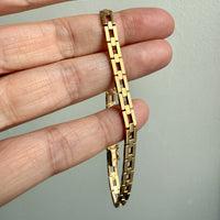 Slinky 18k Gold Vintage Midcentury Brick Link Bracelet - 7.3 inch length