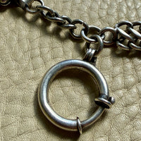 Silver Antique Dutch Figure-8 Pocket Watch Chain with Fob and Large Bolt Clasp - Mid 1800s era